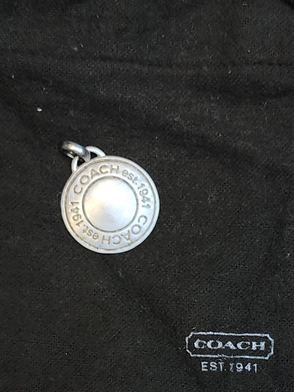 Y2K COACH necklace silver round pendant - EUC authentic